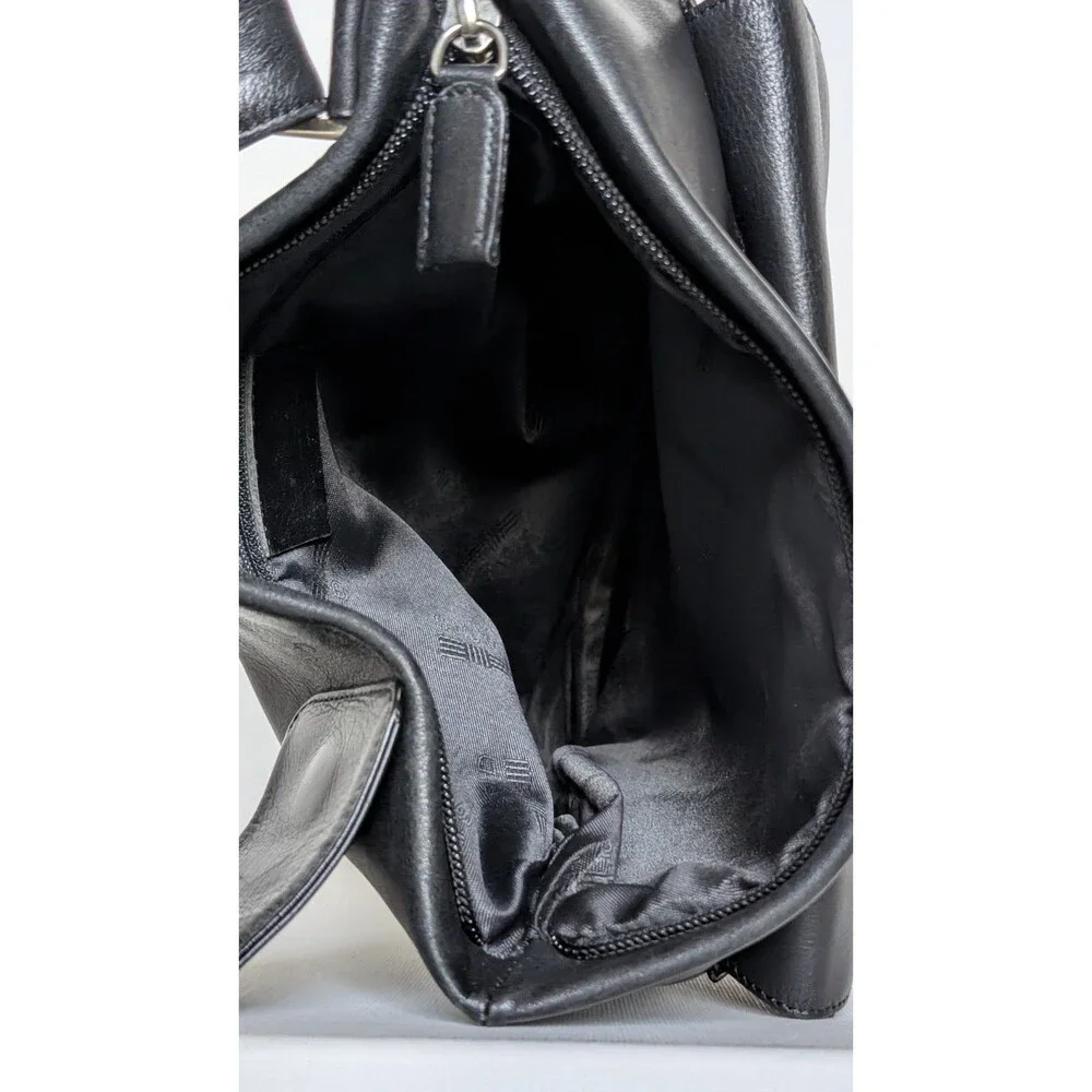 Vintage Sigrid Olsen Italy Black Leather Messenger Bag Crossbody Unisex